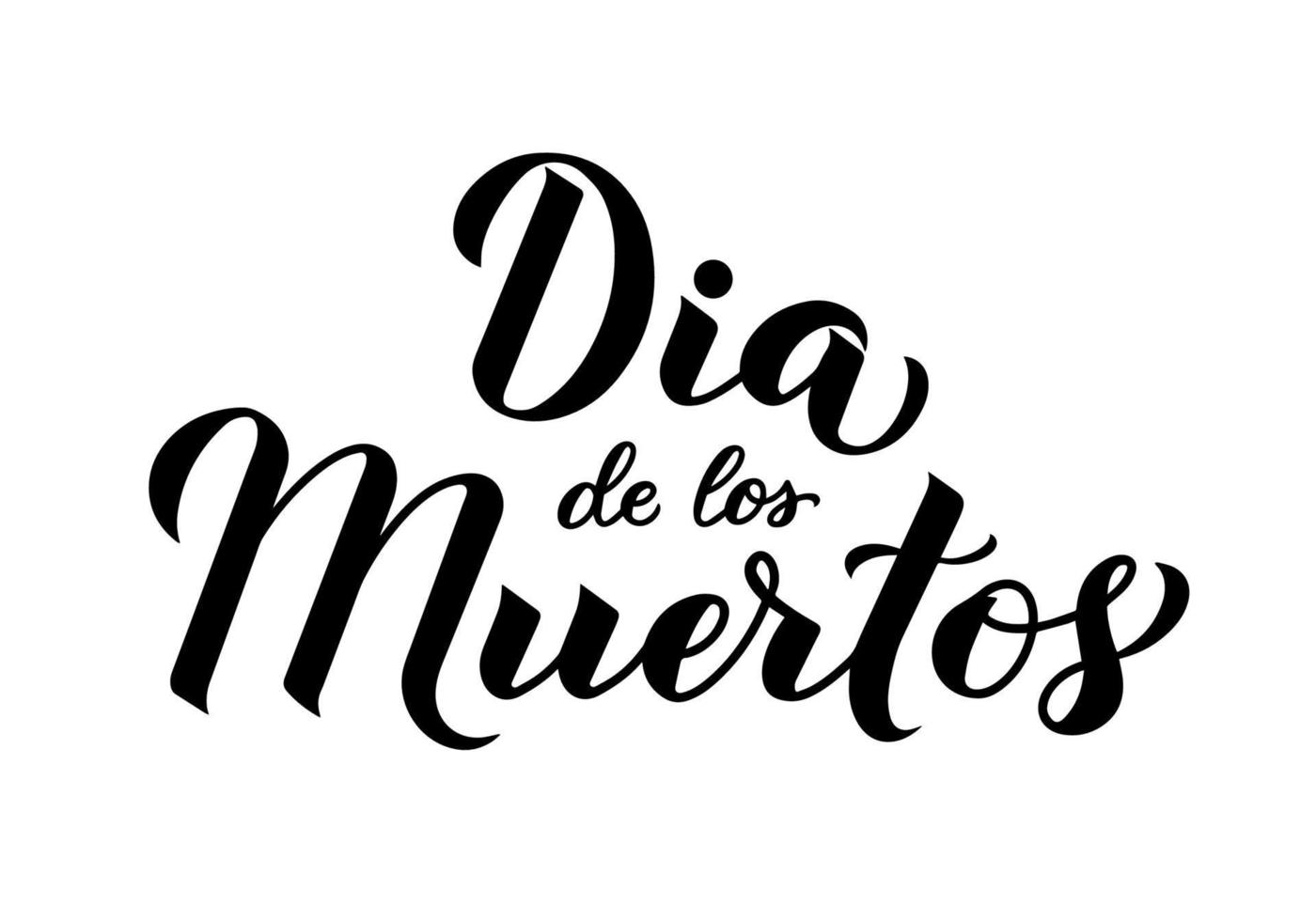 Letras de mano de caligrafía dia de los muertos aisladas en blanco. afiche tipográfico del día festivo mexicano de los muertos. plantilla fácil de editar para tarjeta de felicitación, pancarta, afiche, camiseta, invitación de fiesta. vector