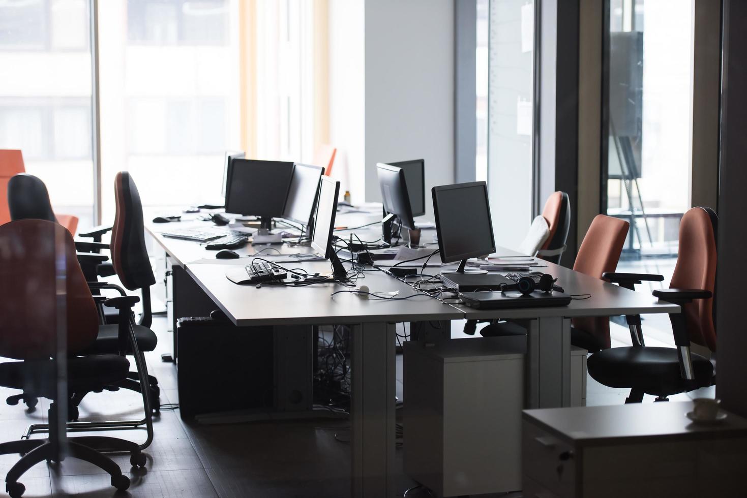 empty office with modern computers photo