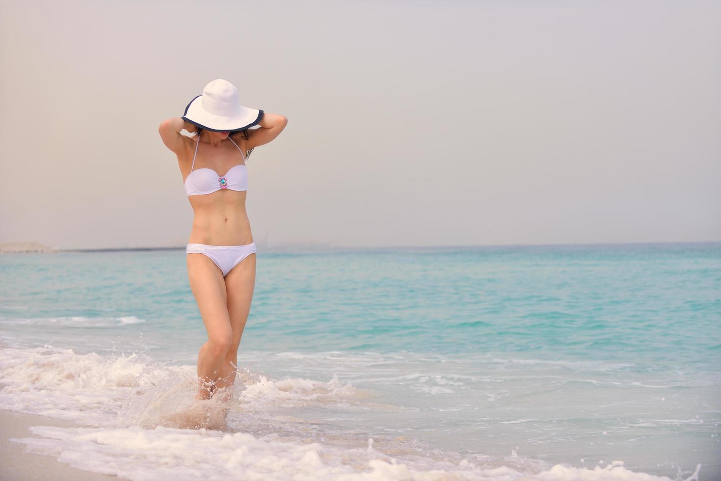 happy woman enjoy summer vacation photo