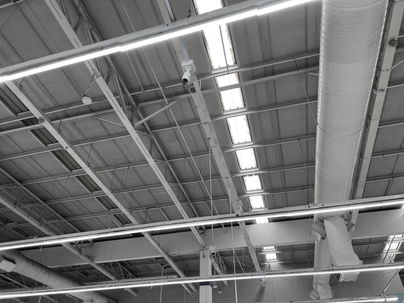ventilation cooling pipe systems under the ceiling in an industrial building. photo