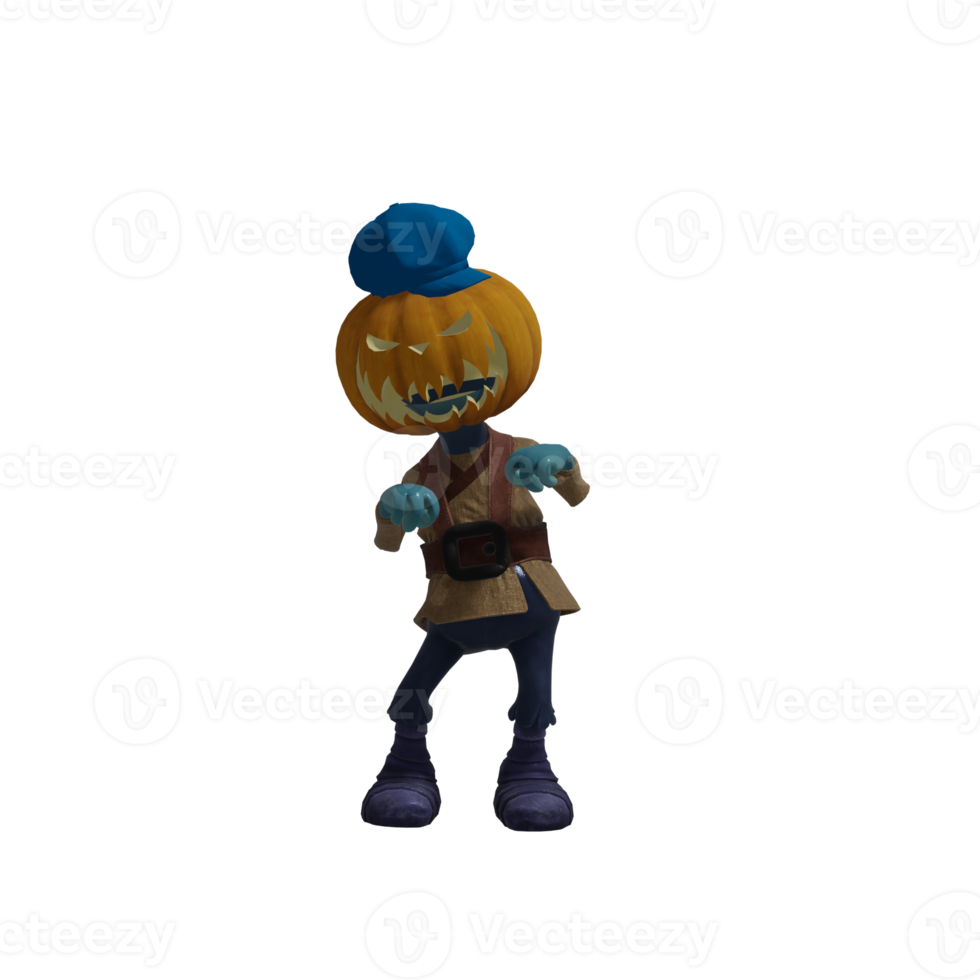 pose de monstruo de calabaza halloween png