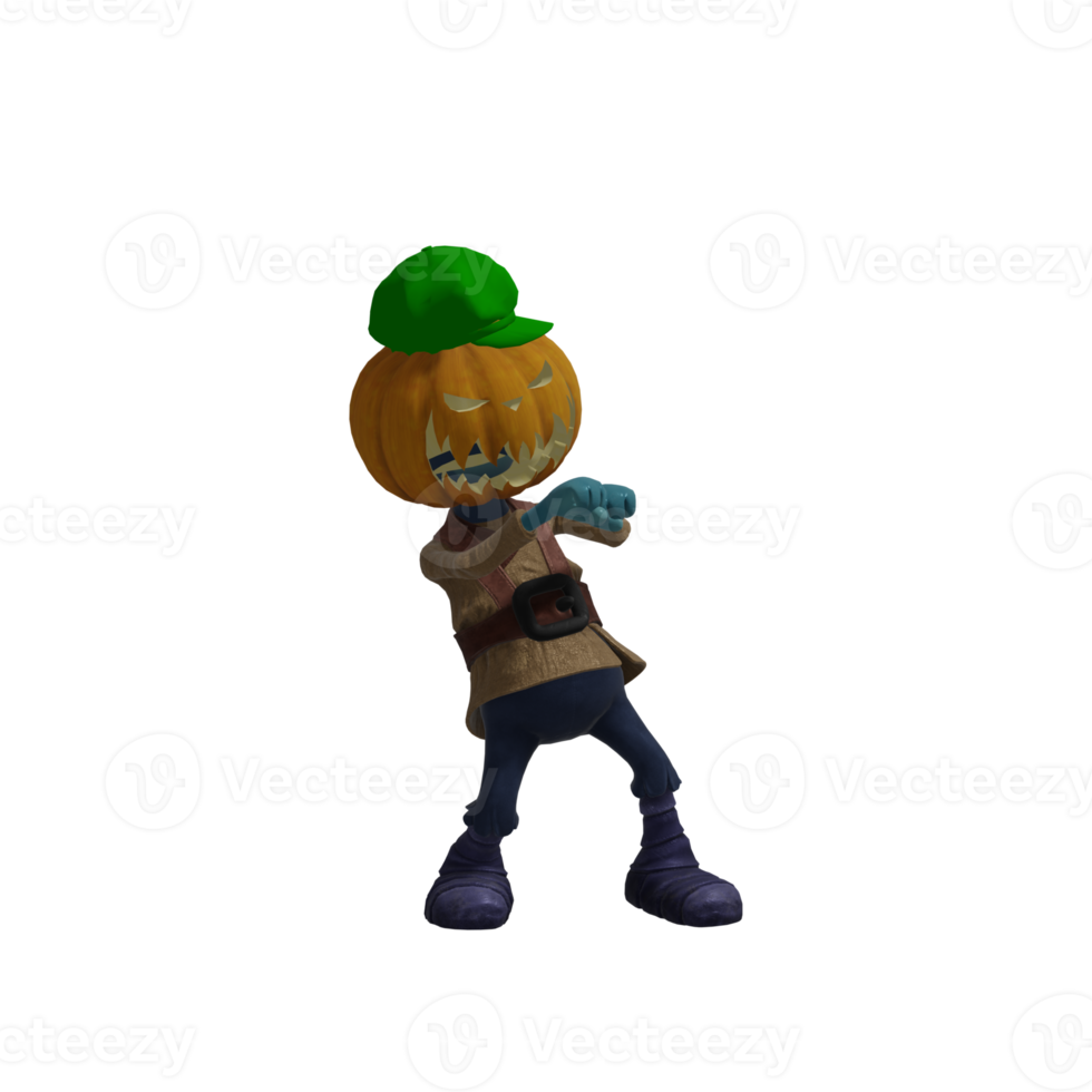 pose de monstruo de calabaza halloween png