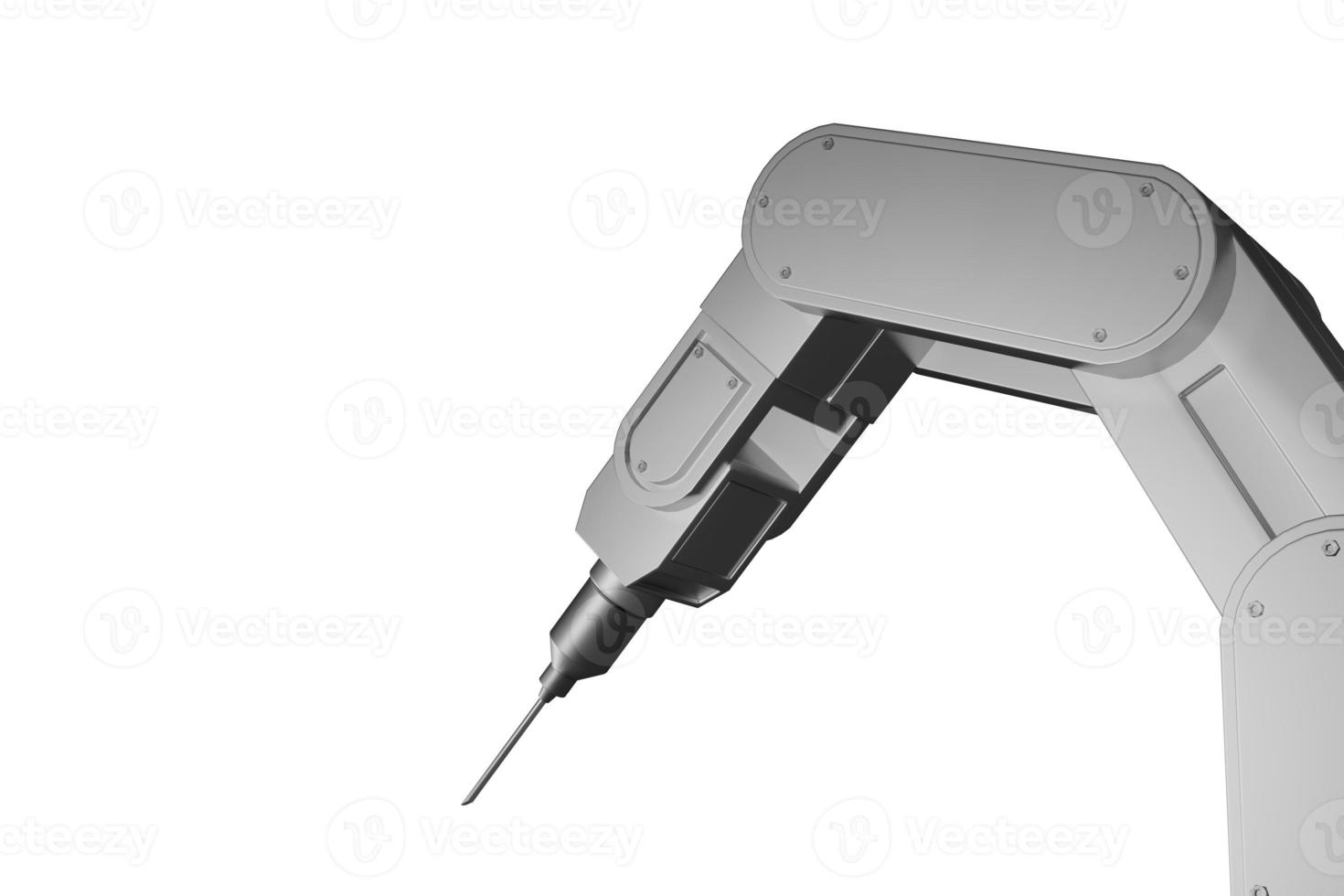 3d rendering white mechanical robotic arm on white isolated background. photo