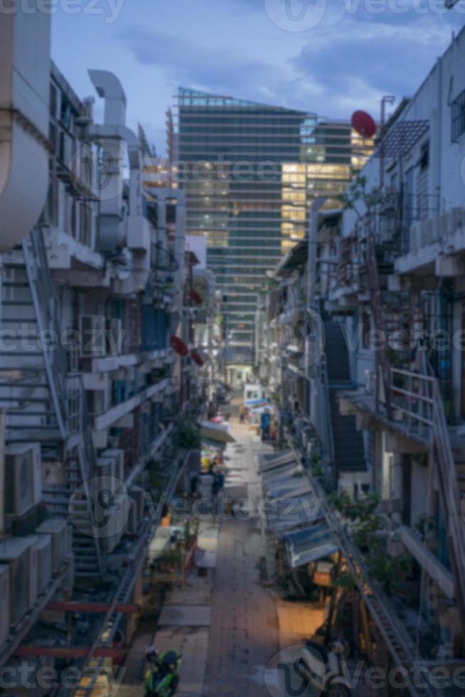 Blurred Dark Urban Alley at Night. photo