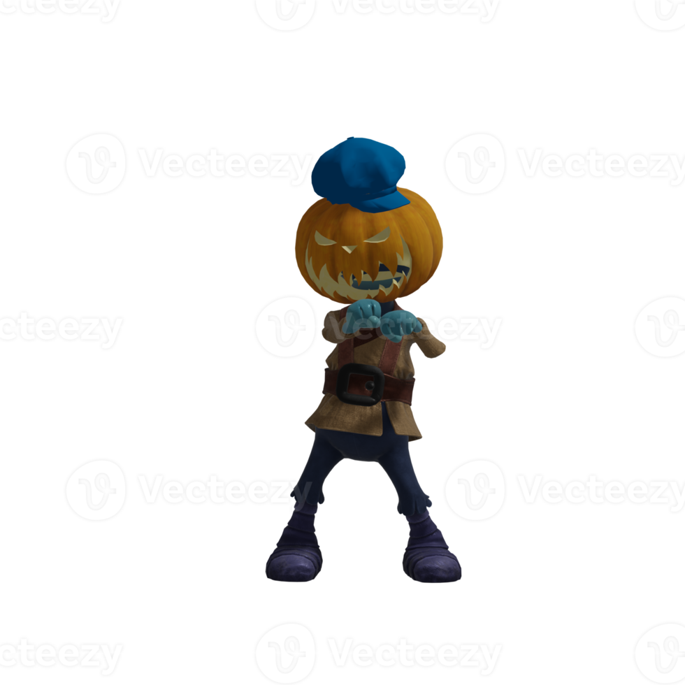 pose de monstruo de calabaza halloween png