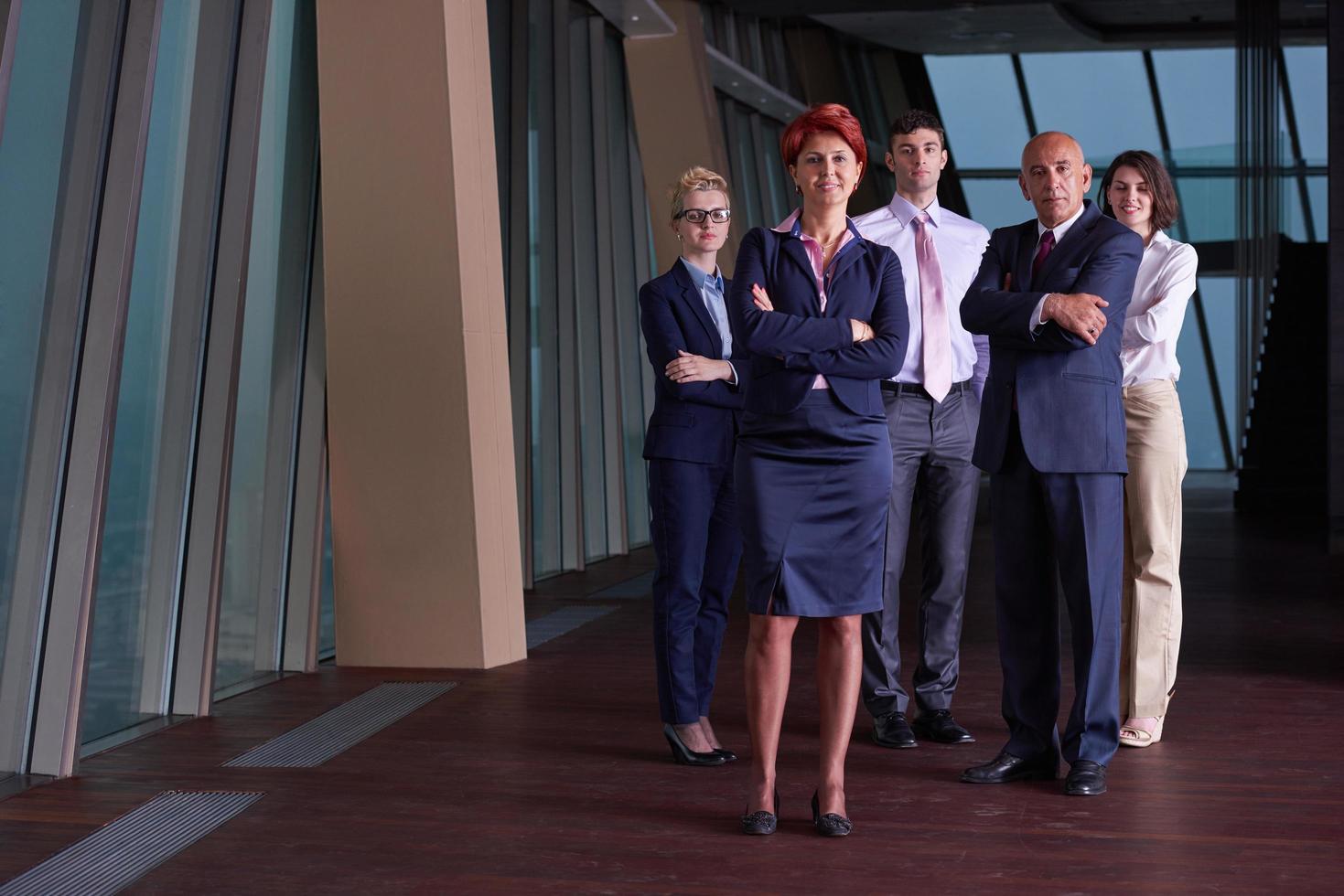 diverse business people group with redhair  woman in front photo