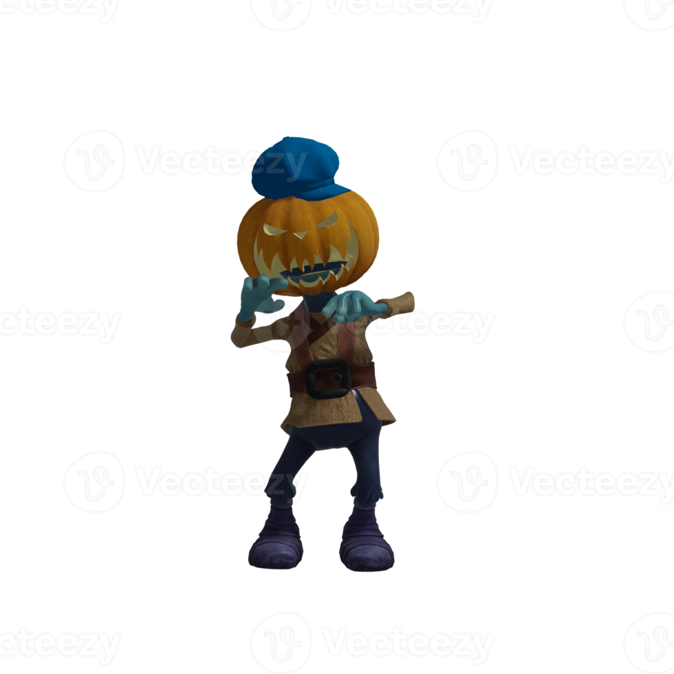 pose de monstruo de calabaza halloween png