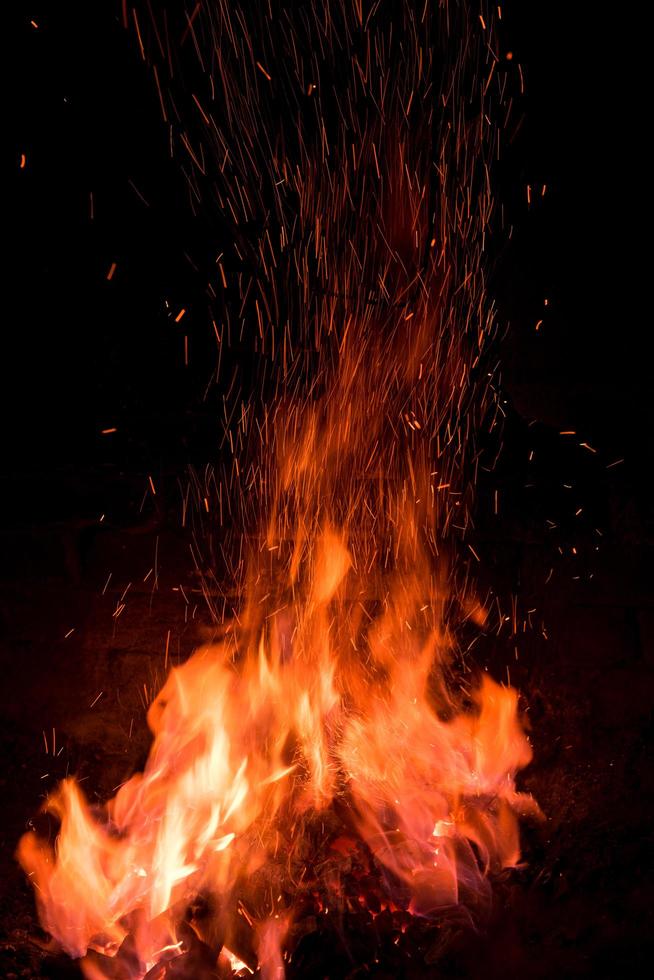 Traditional blacksmith furnace with burning fire photo