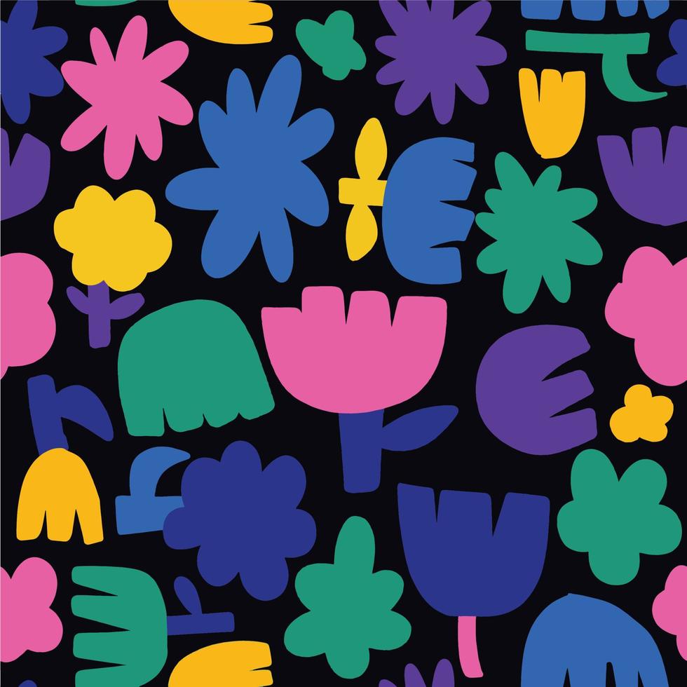 Organic Shape Flower Stuff Simple Colorful Pattern Hand Drawn Suitable for Fabric vector