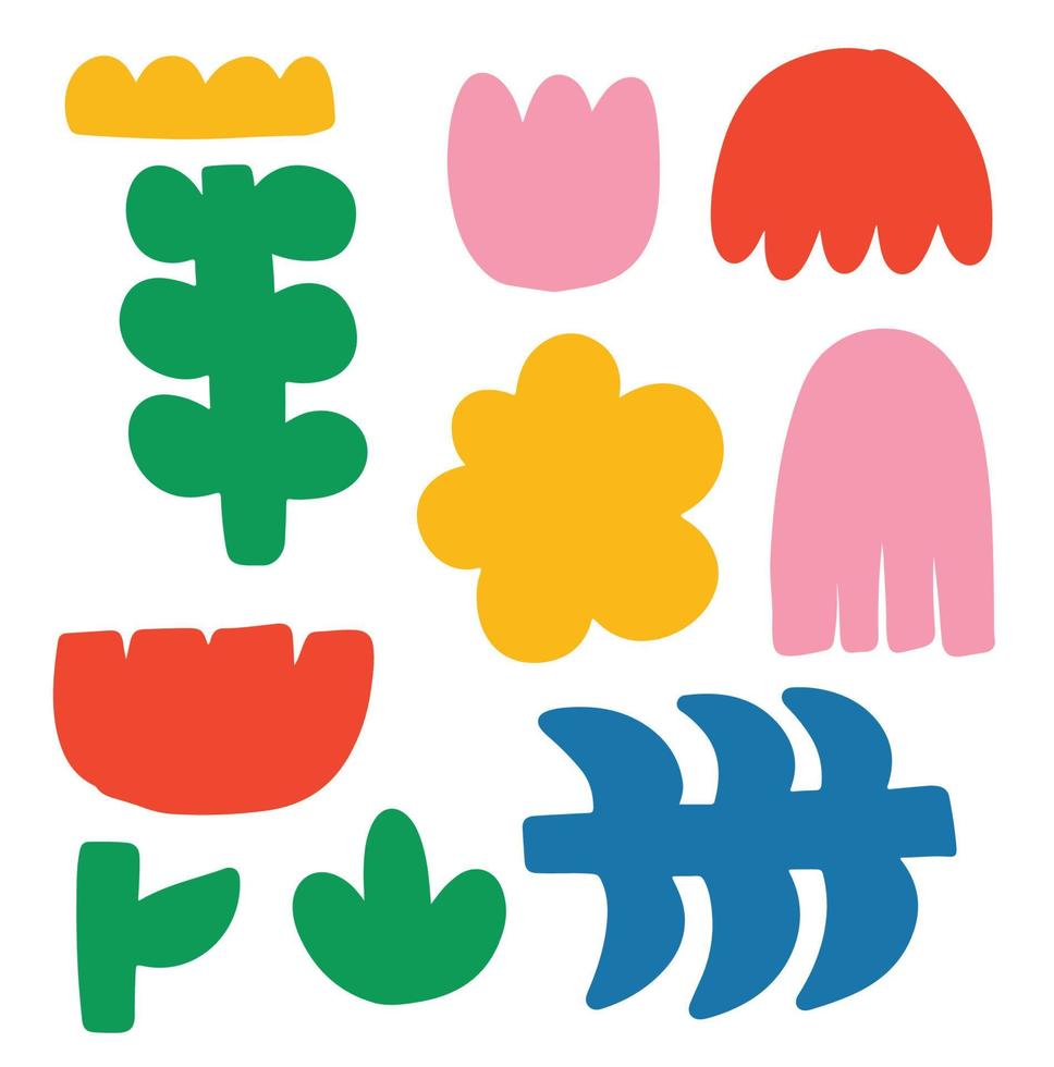 cosas de flores de forma orgánica patrón colorido simple dibujado a mano adecuado para tela vector