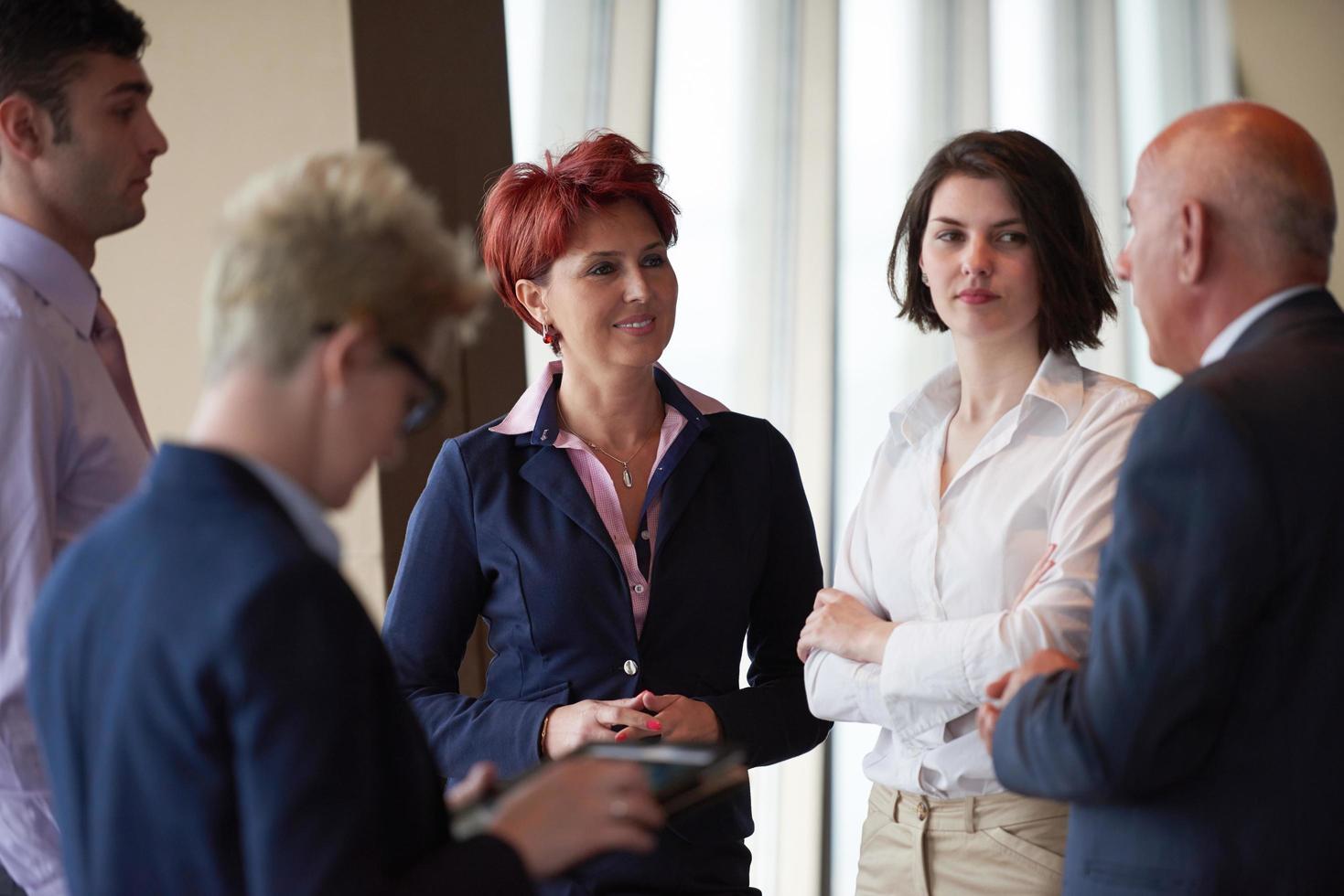 business people group on meeting at modern bright office photo