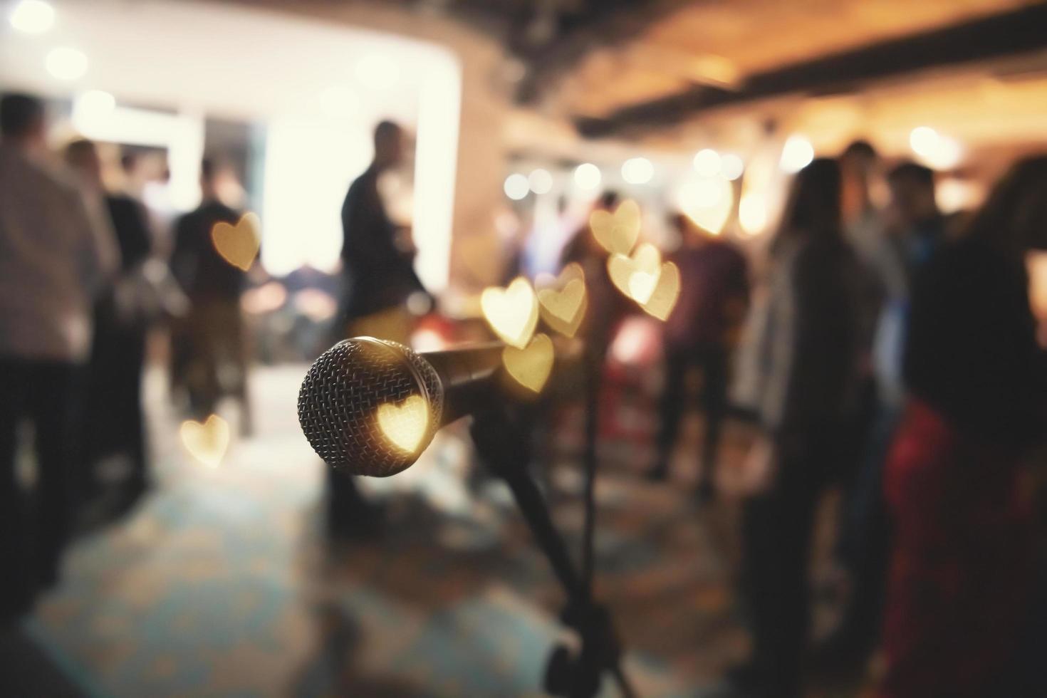 office party microphone closeup photo