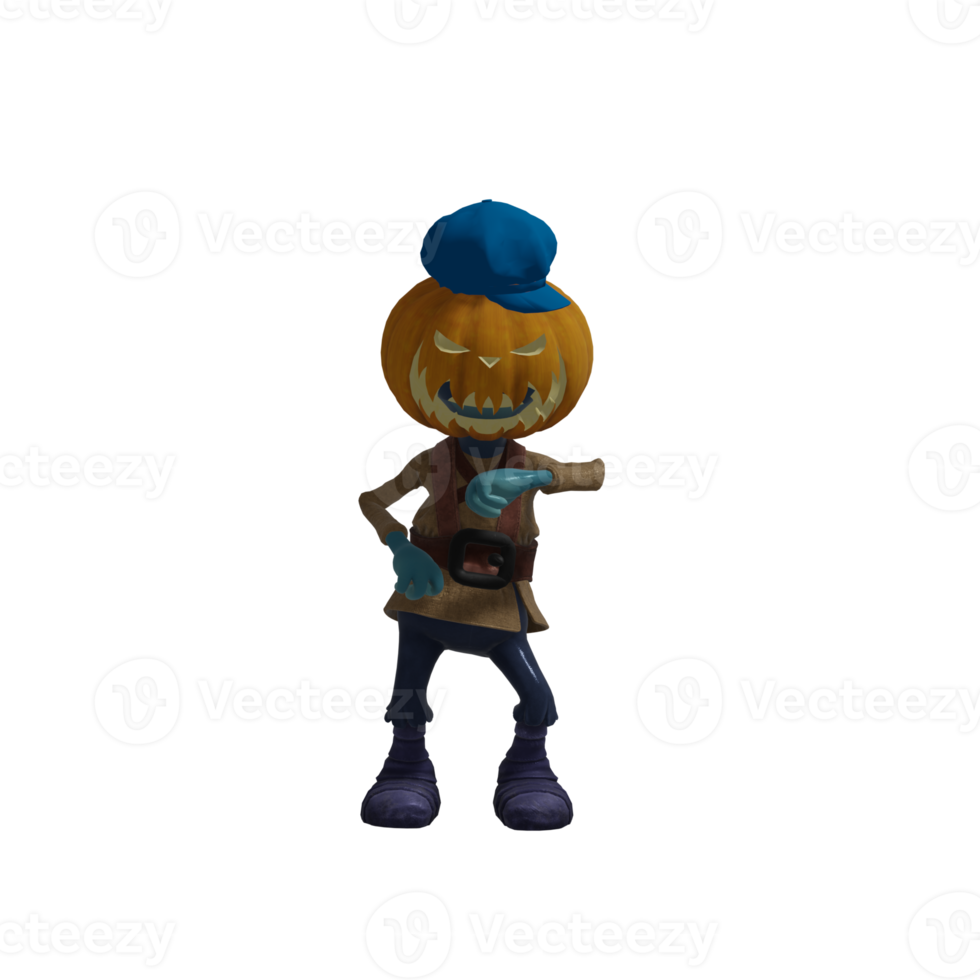 pose de monstruo de calabaza halloween png