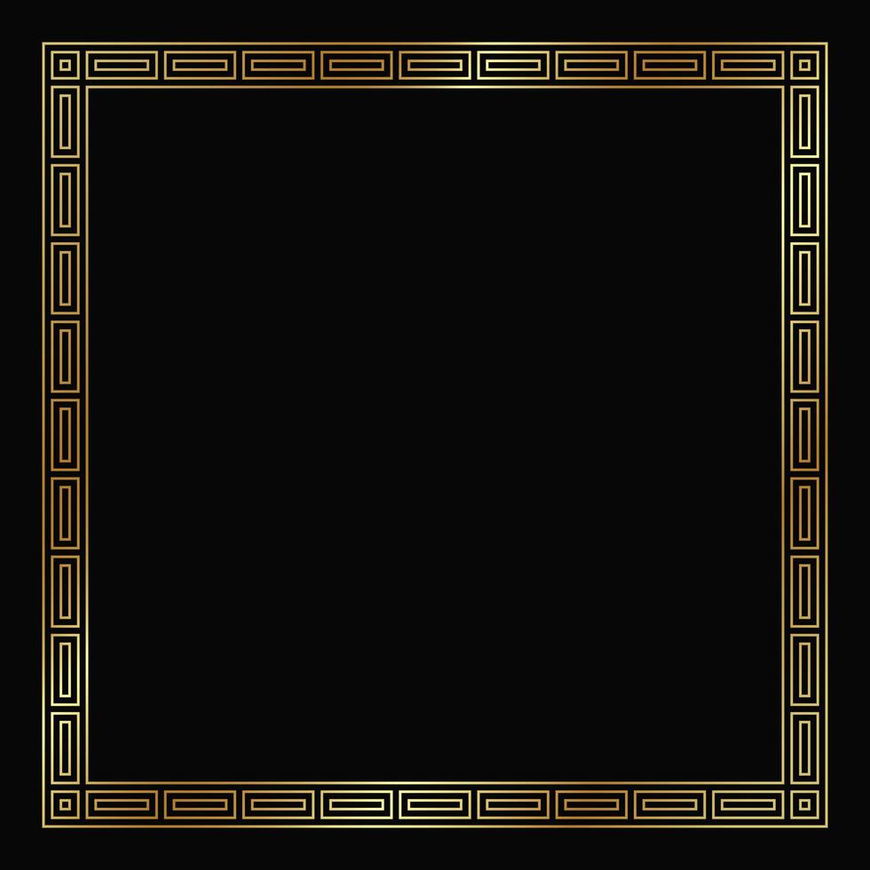 Vector golden frame on the black background. Isolated art deco design.