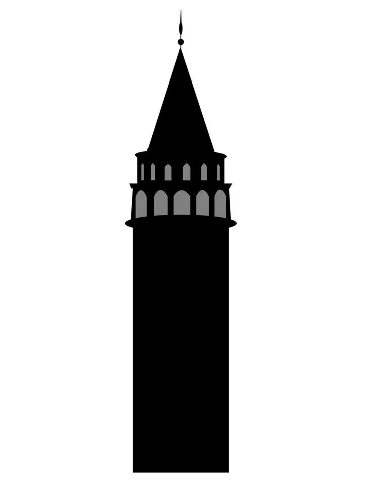 silhoette of galata tower in istanbul vector