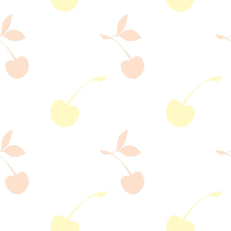 Vector seamless pattern with colored cherry on a white background.Hand drawn illustrations