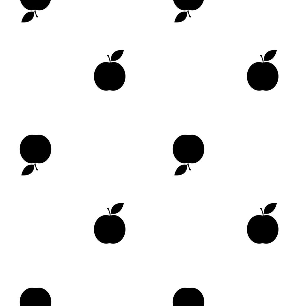 seamless pattern with black apple on a white background. vector