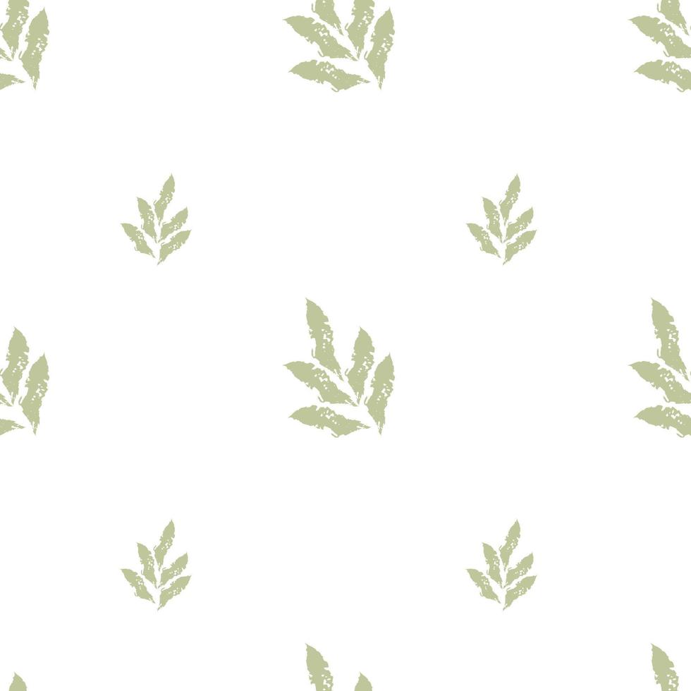 Seamless pattern green leaves. Vector fresh beauty rustic eco friendly background on white