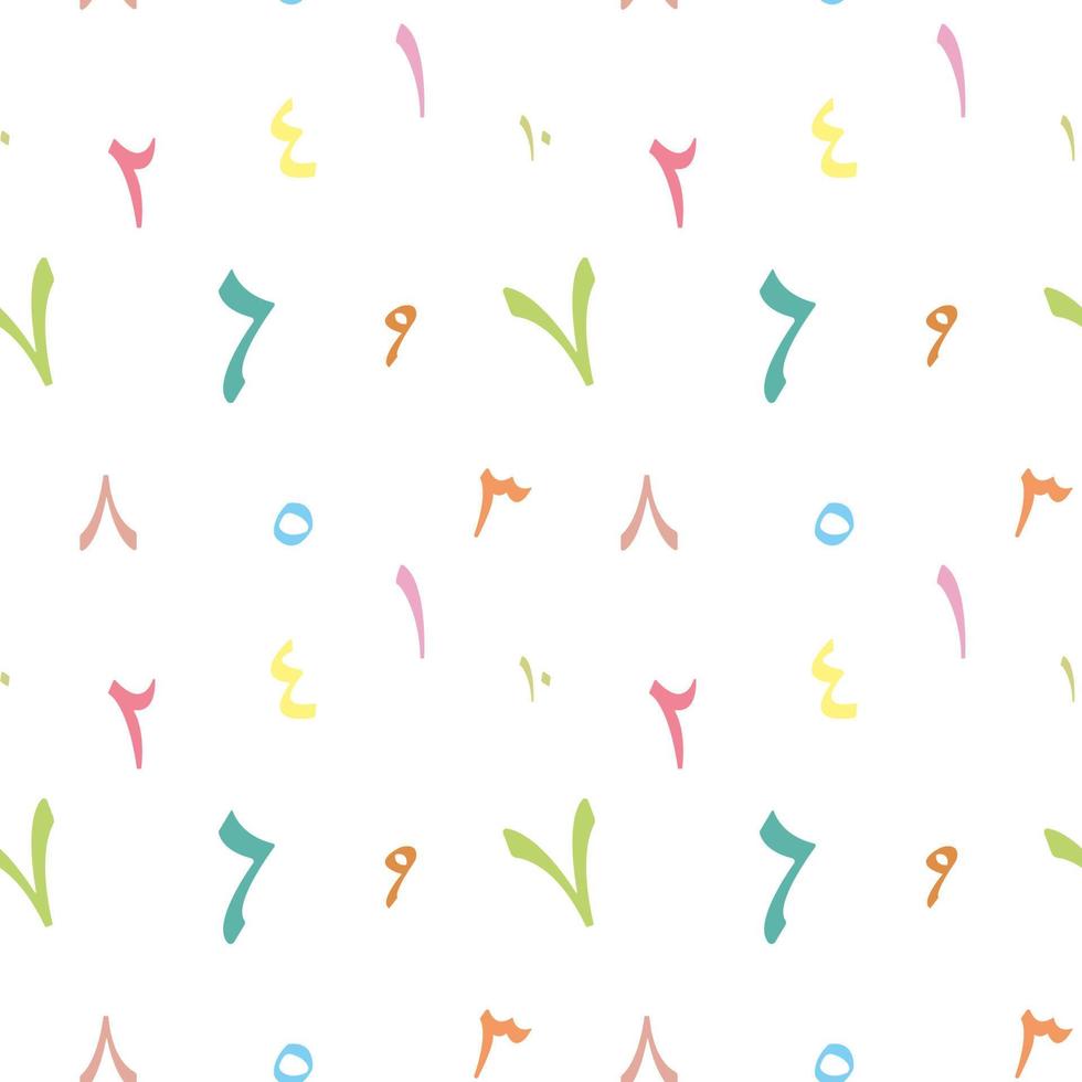 seamless pattern with colored arabic numbers vector