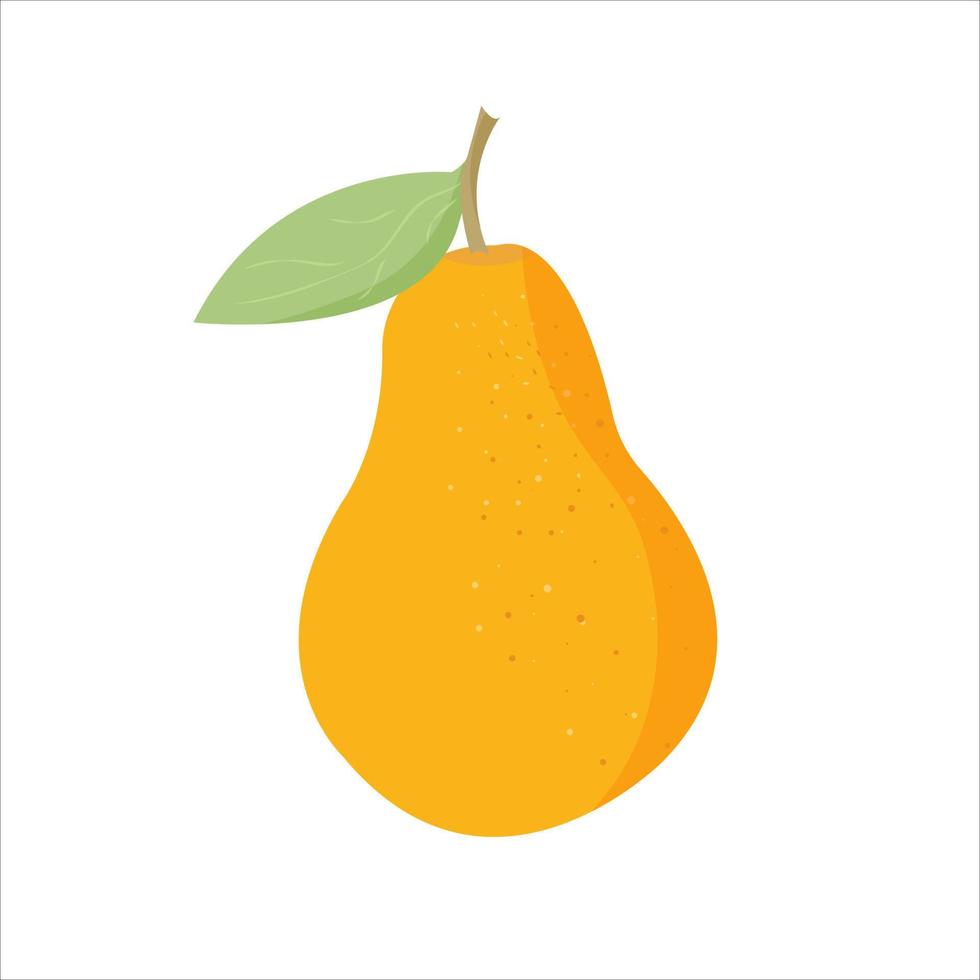 Fresh yellow pear with green leaf vector