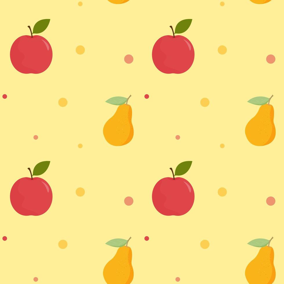 simple patrón sin costuras con frutas. ilustración vectorial con manzana y pera vector