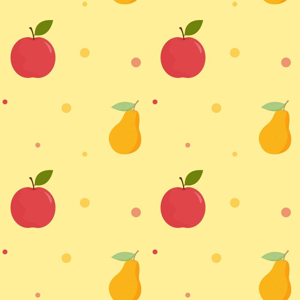 Simple seamless pattern with fruits. Vector illustration with apple and pear