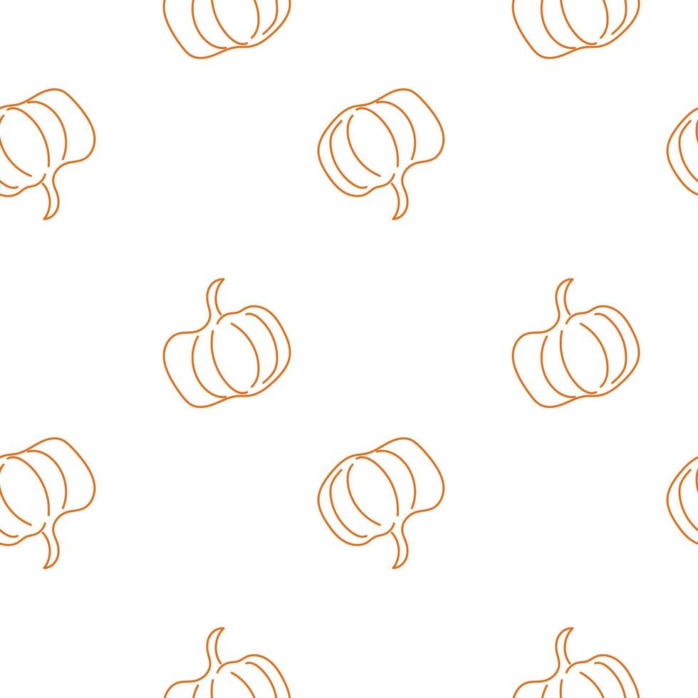 seamless pattern with pumpkins line art. Vector illustration.
