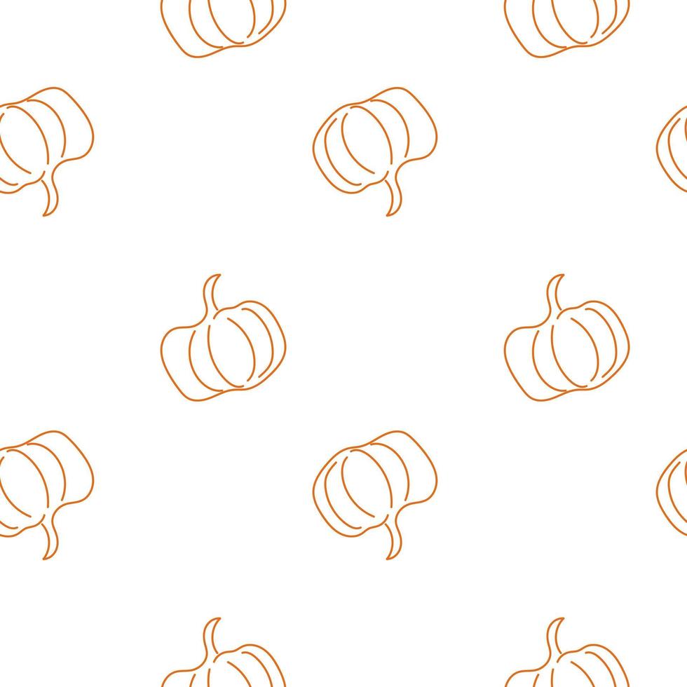 seamless pattern with pumpkins line art. Vector illustration.