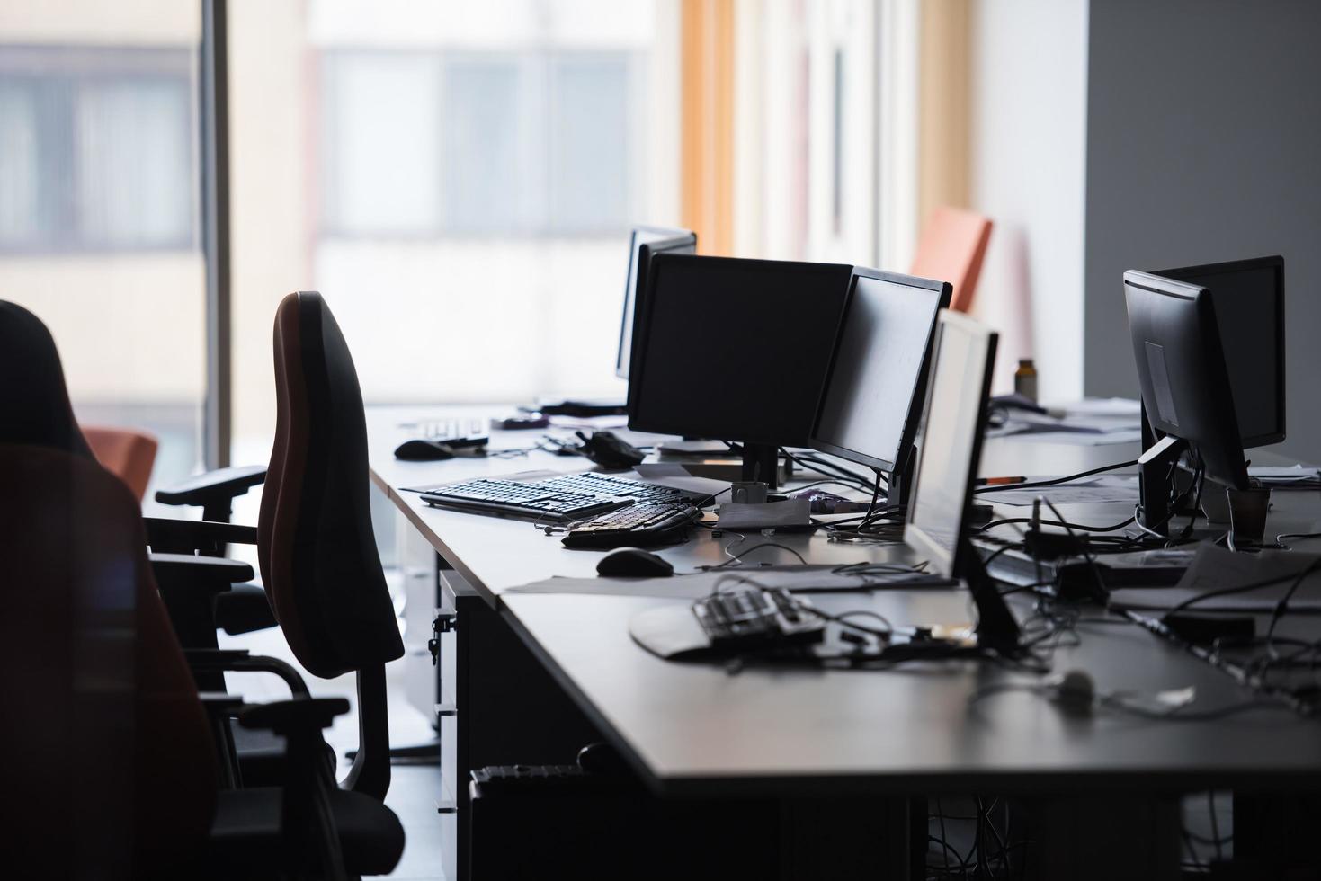 empty office with modern computers photo