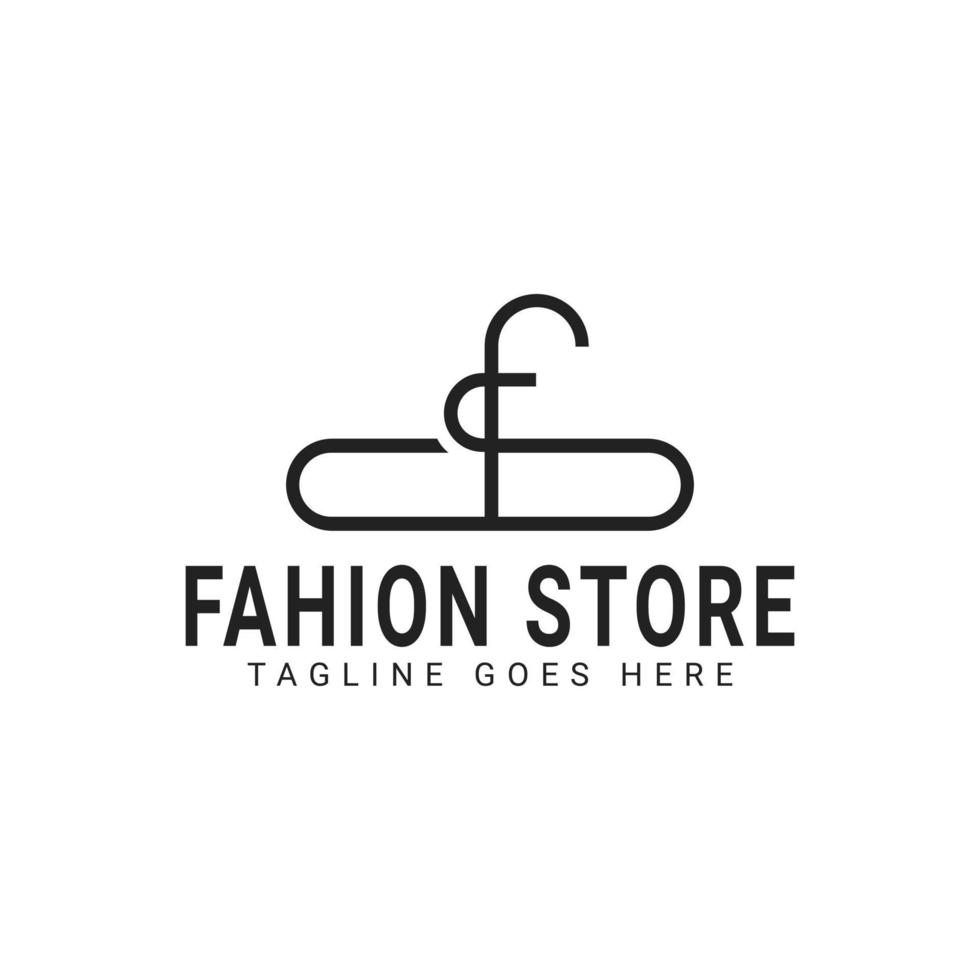 diseño de logotipo de tienda de boutique de moda con icono de percha vector