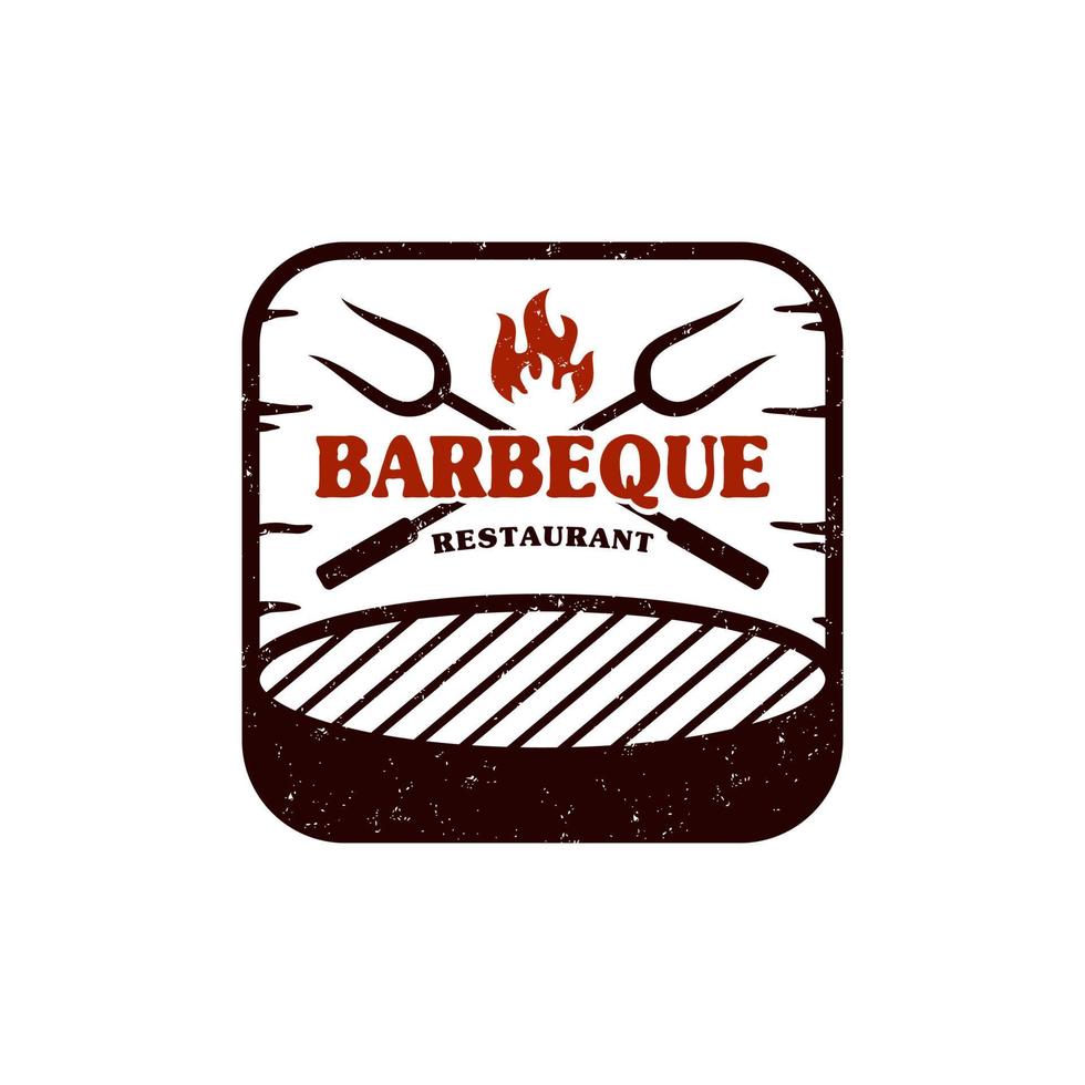 Vintage Barbecue Grill, Barbeque, Bbq Logo Vector Design Template