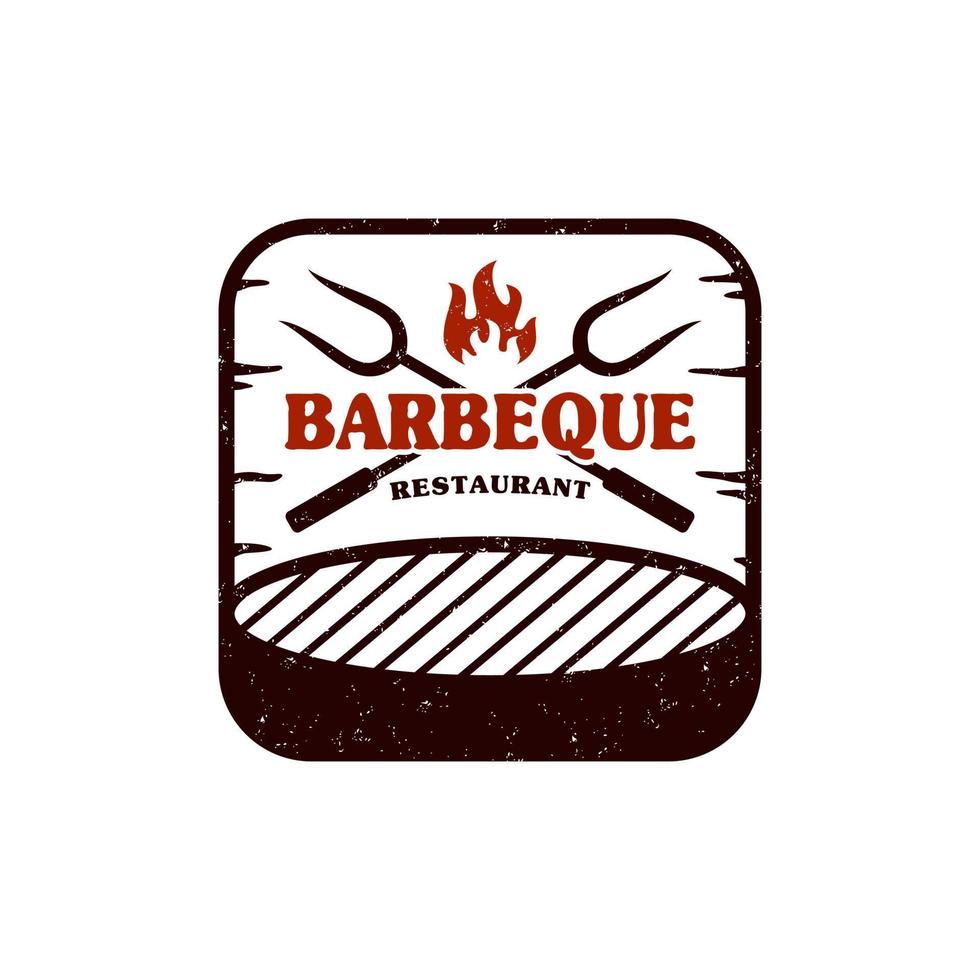 parrilla de barbacoa vintage, barbacoa, plantilla de diseño de vector de logotipo de barbacoa