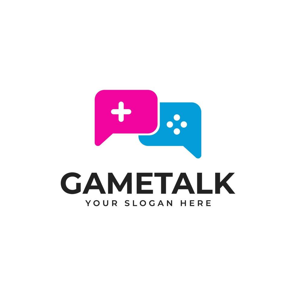 Game Logo Design Vector With Bubble Chat and Button Joystick