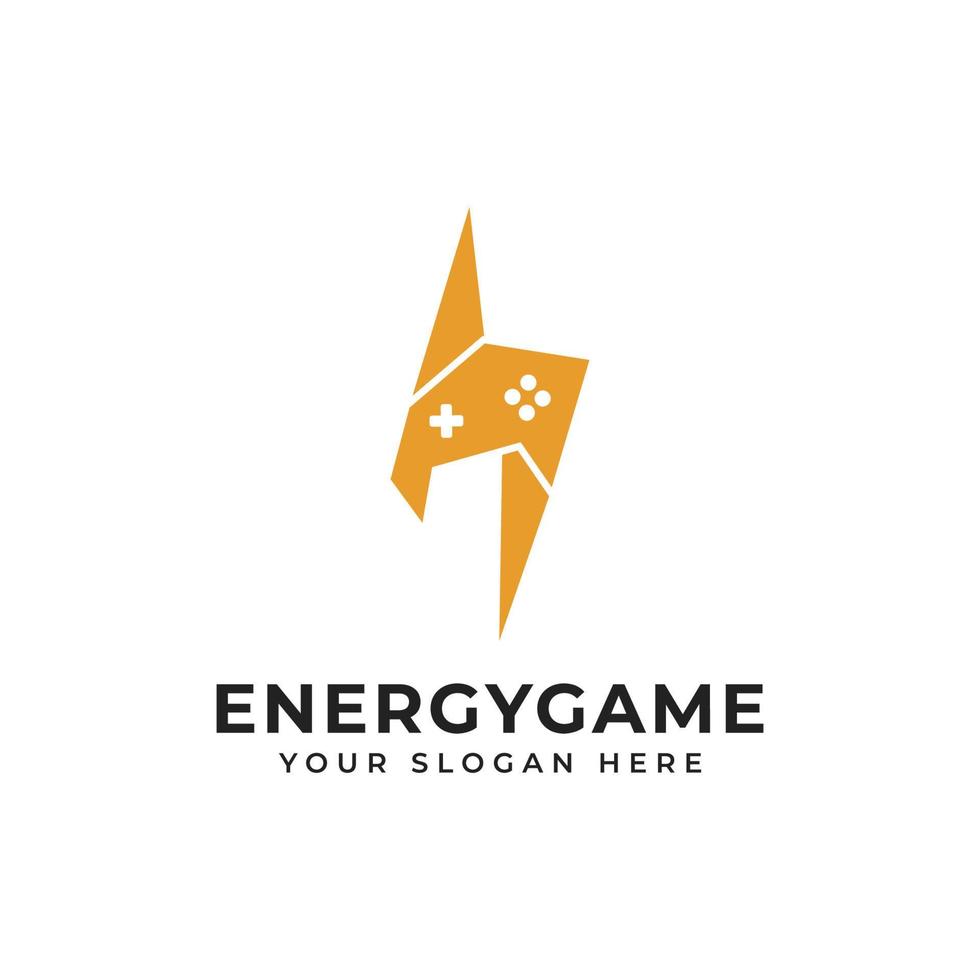 Game Logo Combination of Joystick and Lightning vector