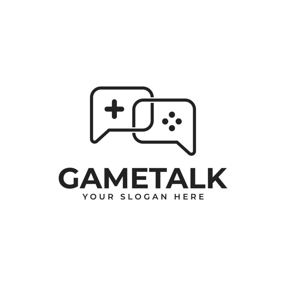 Game Logo Design With Bubble Chat In Line Art Style vector