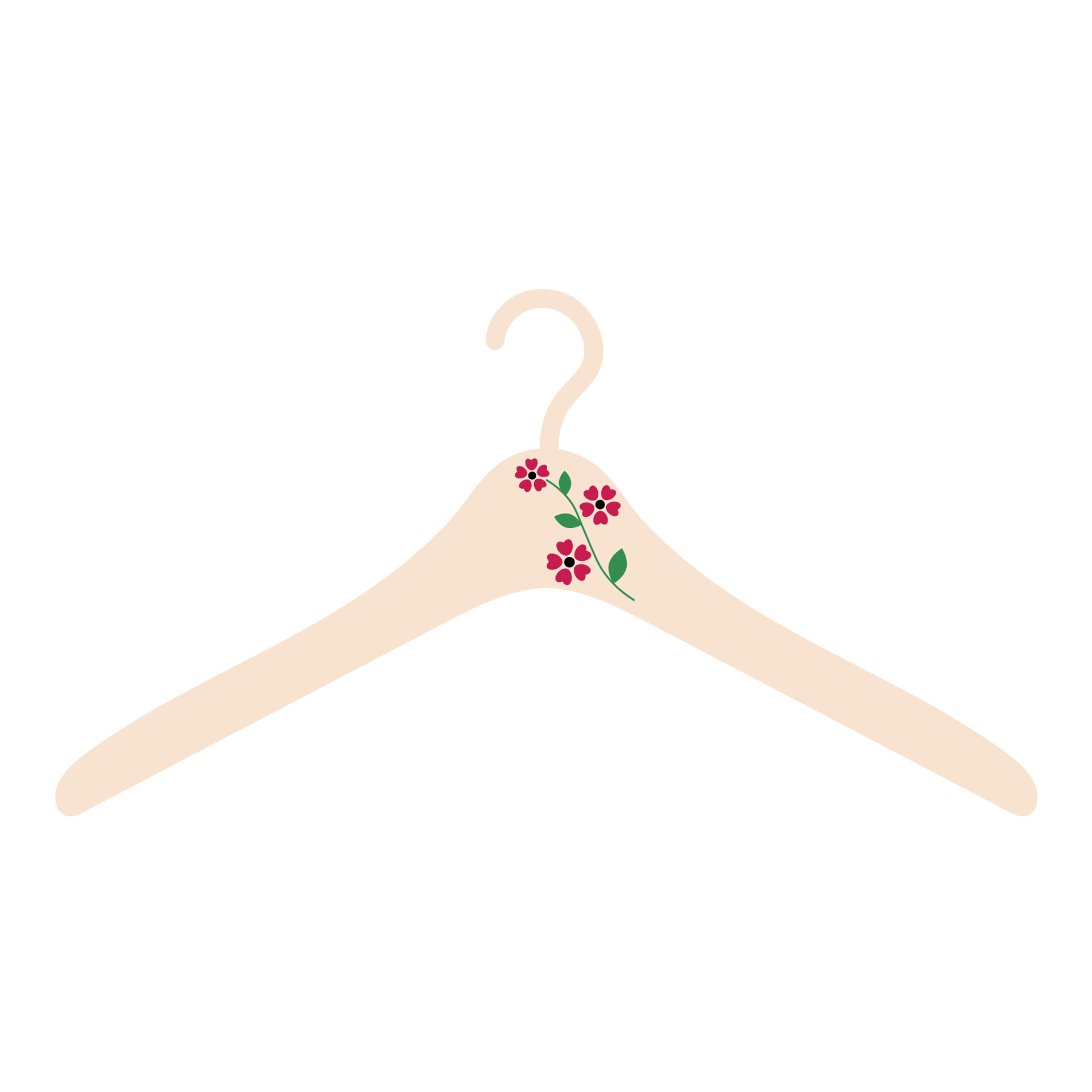 Flesh-colored clothes hanger decorated with a flower branch, flat vector,  isolated on white, one item, concept, logo for a clothing store 12505929 Vector  Art at Vecteezy