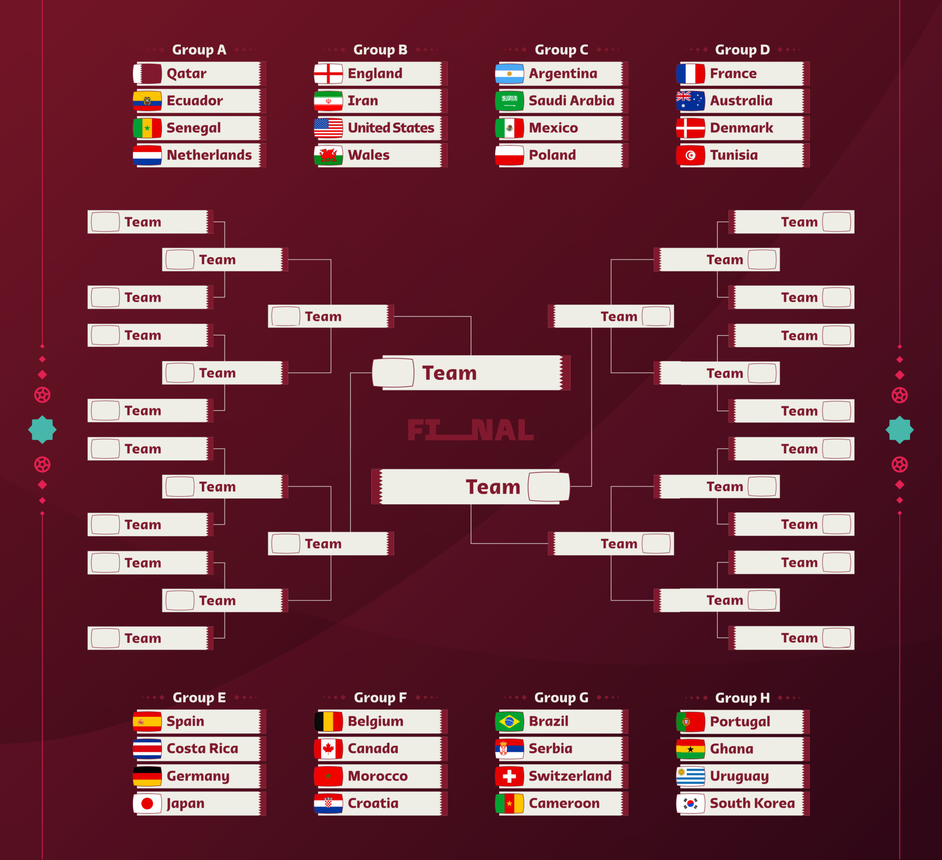 Football 2022 playoff match schedule. Tournament bracket. Football results  table, participating to the final championship knockout. vector  illustration 5175921 Vector Art at Vecteezy