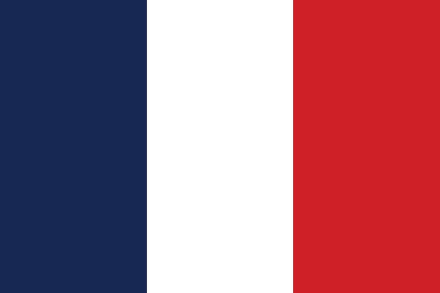 The national flag of France vector illustration. Flag of the French Republic with official color and accurate proportion. Civil and state ensign