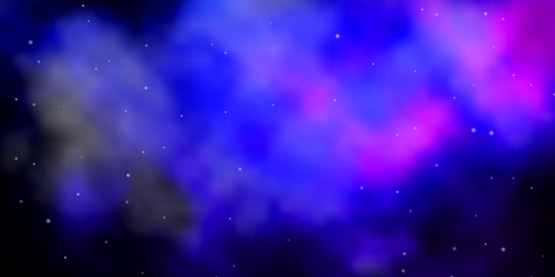 Fondo de vector de color rosa oscuro, azul con estrellas pequeñas y grandes.