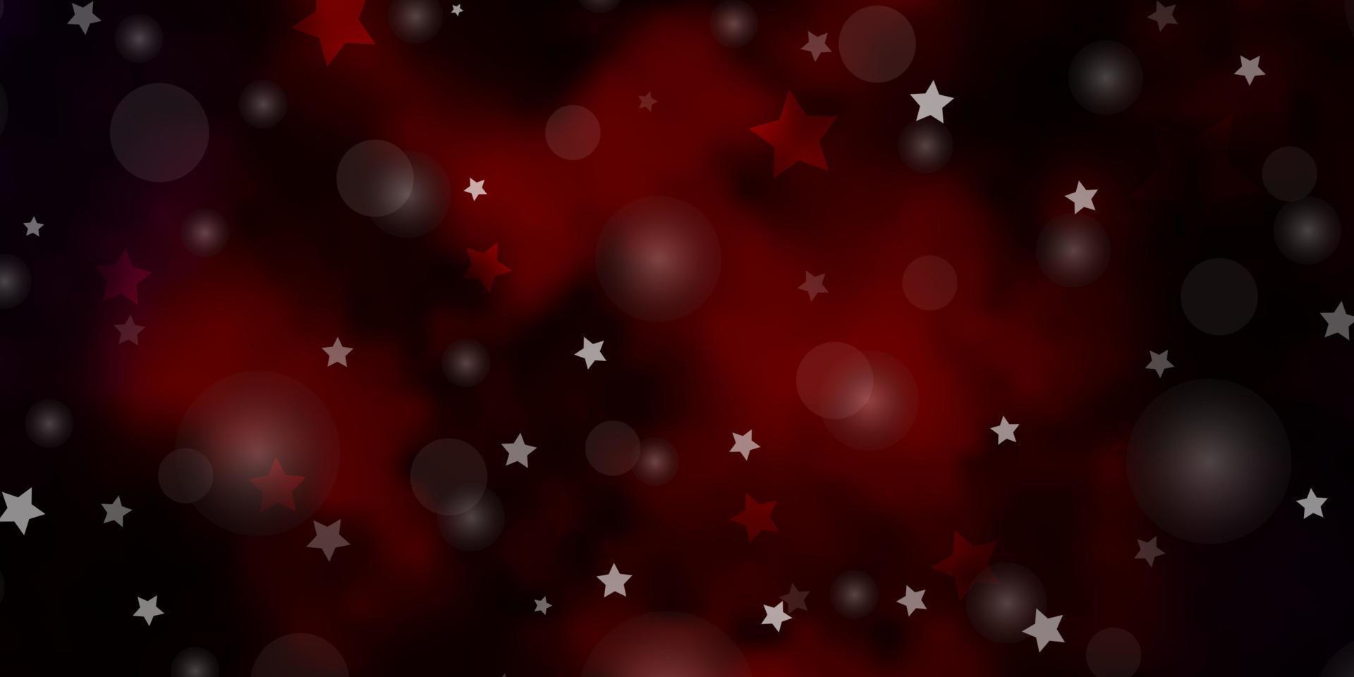 Dark Pink, Red vector background with circles, stars.