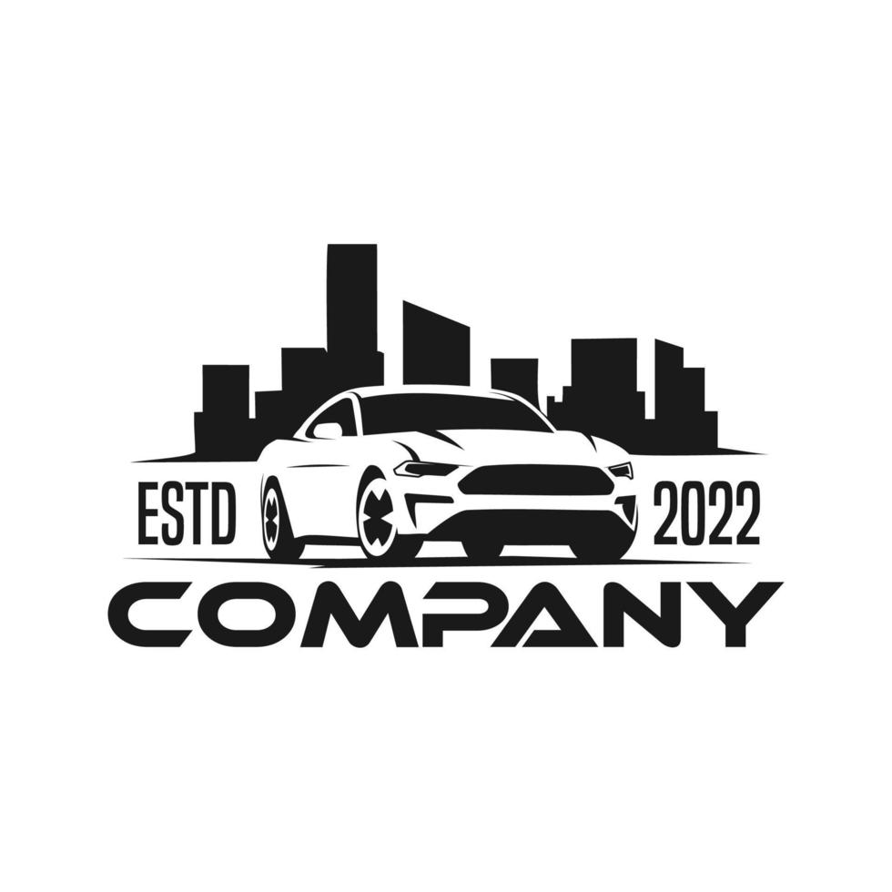 logotipo de coche y ciudad vector