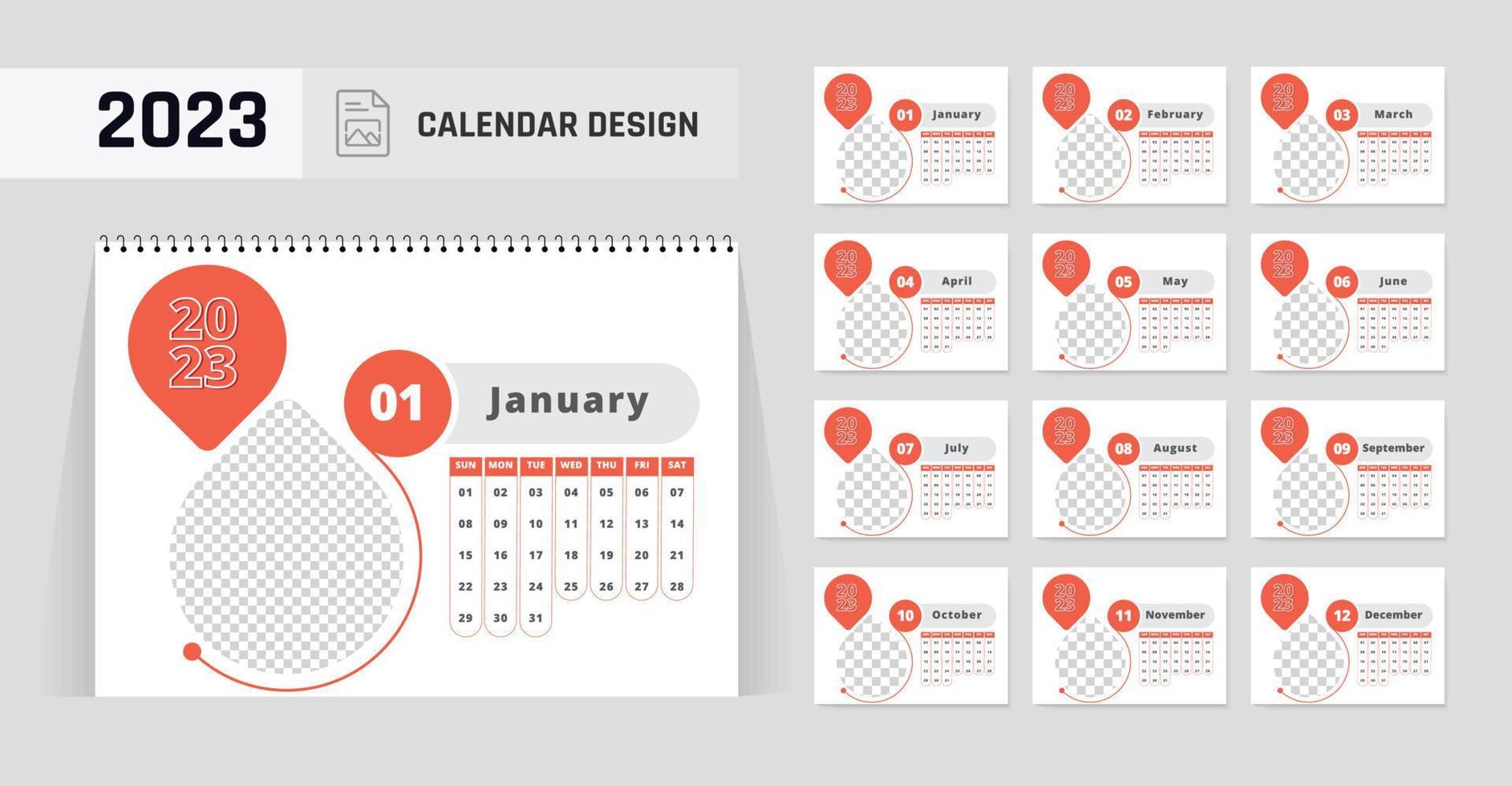 2023 calendar design template vector