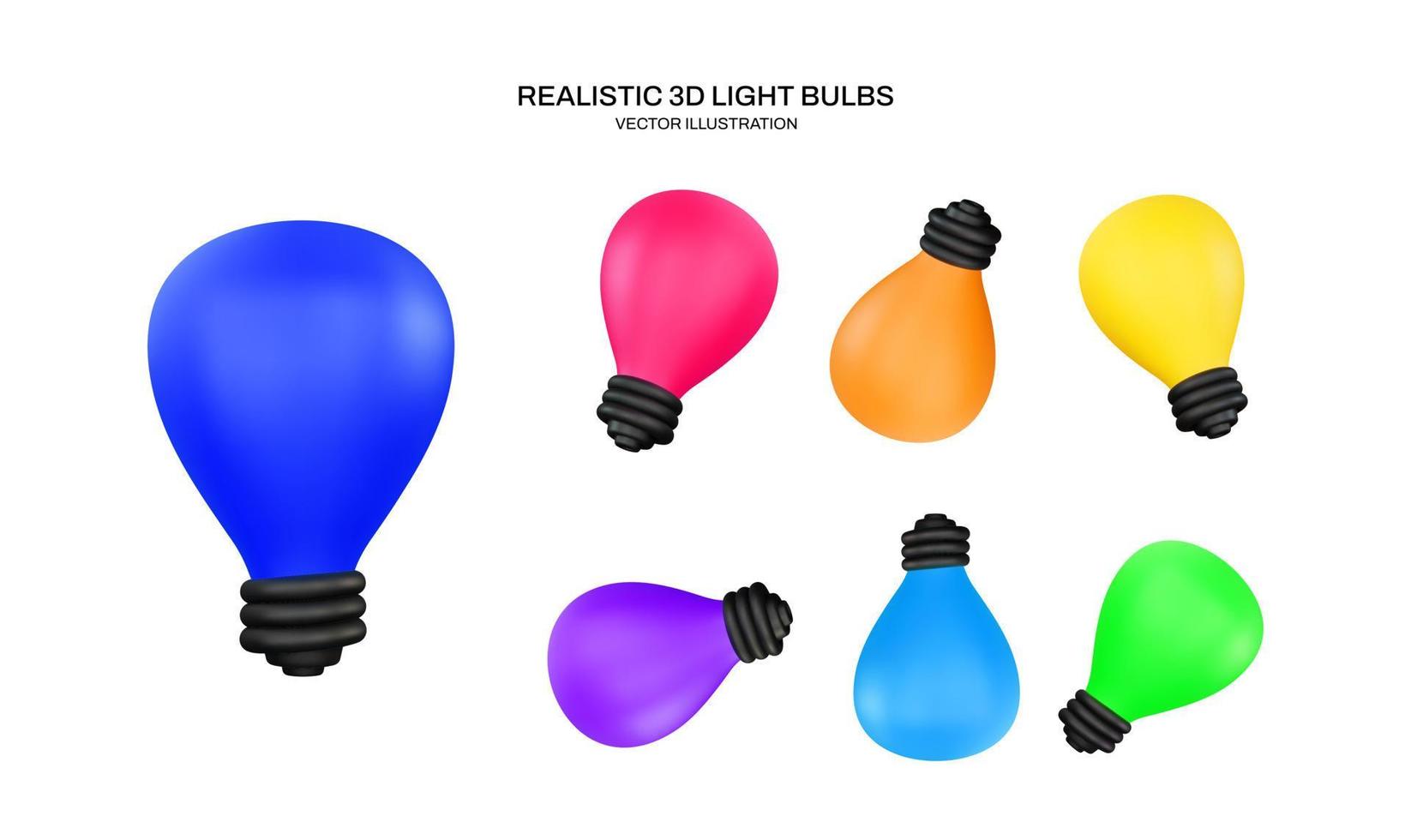 Realistic 3d light bulbs vector illustration