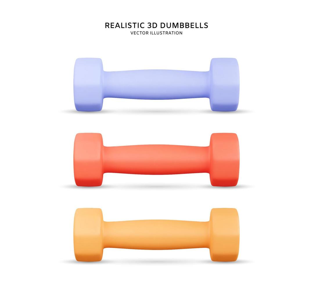 Realistic 3d dumbbells vector illustration