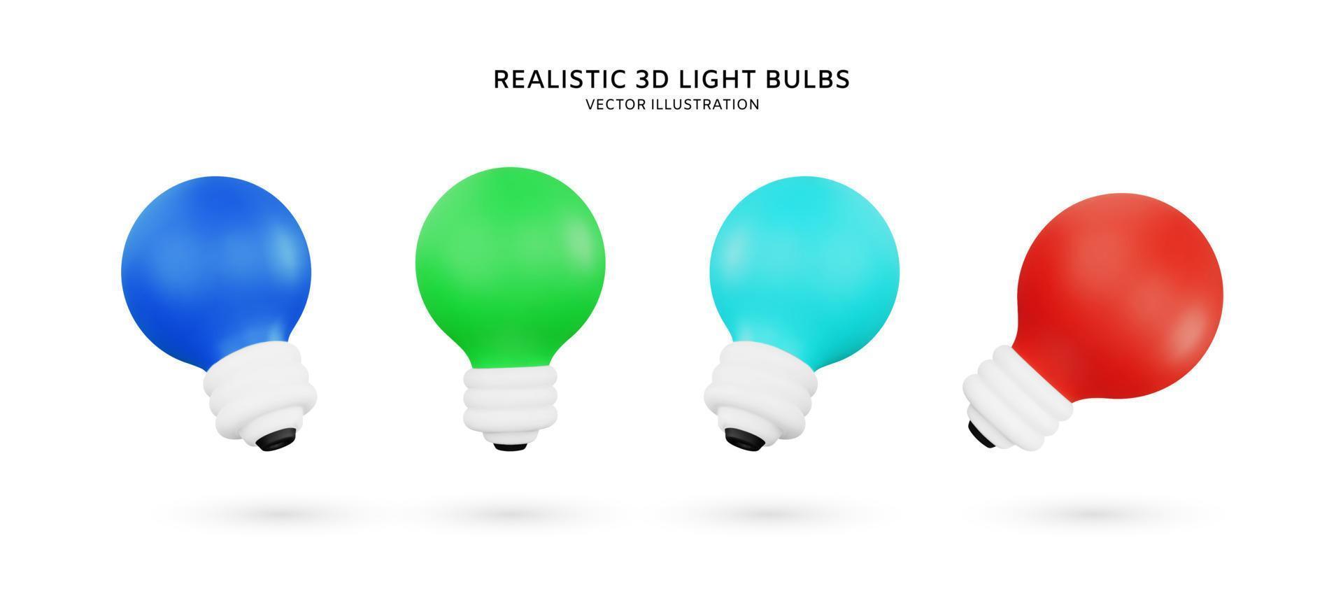 Realistic 3d light bulbs vector illustration