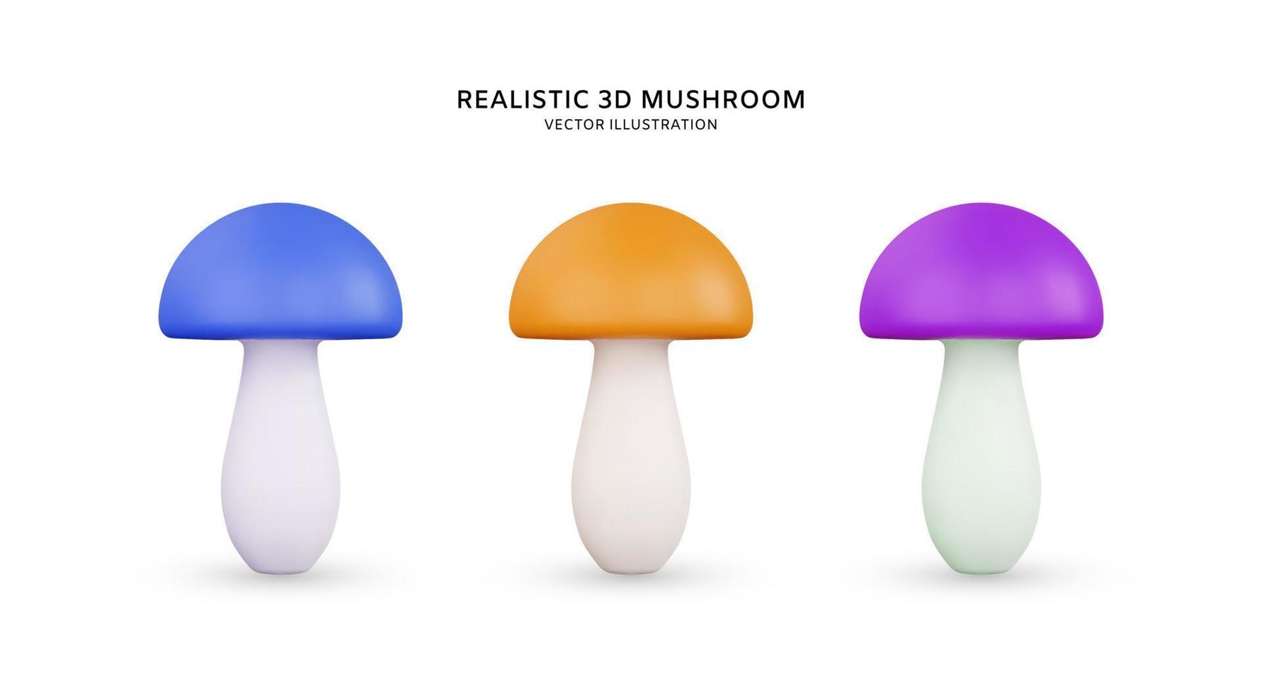 Realistic 3d mushroom vector illustration