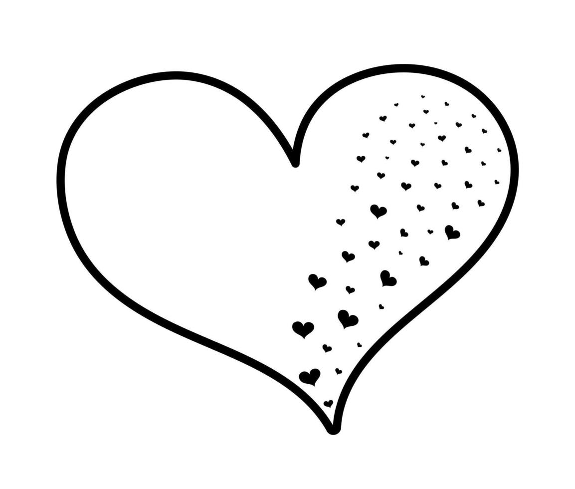 Hand drawn heart isolated on the white background in simple doodle style. vector