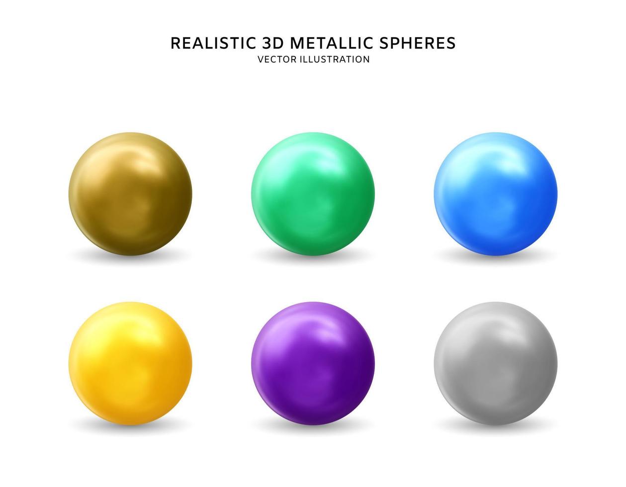 Ilustración de vector de esferas metálicas 3d realistas