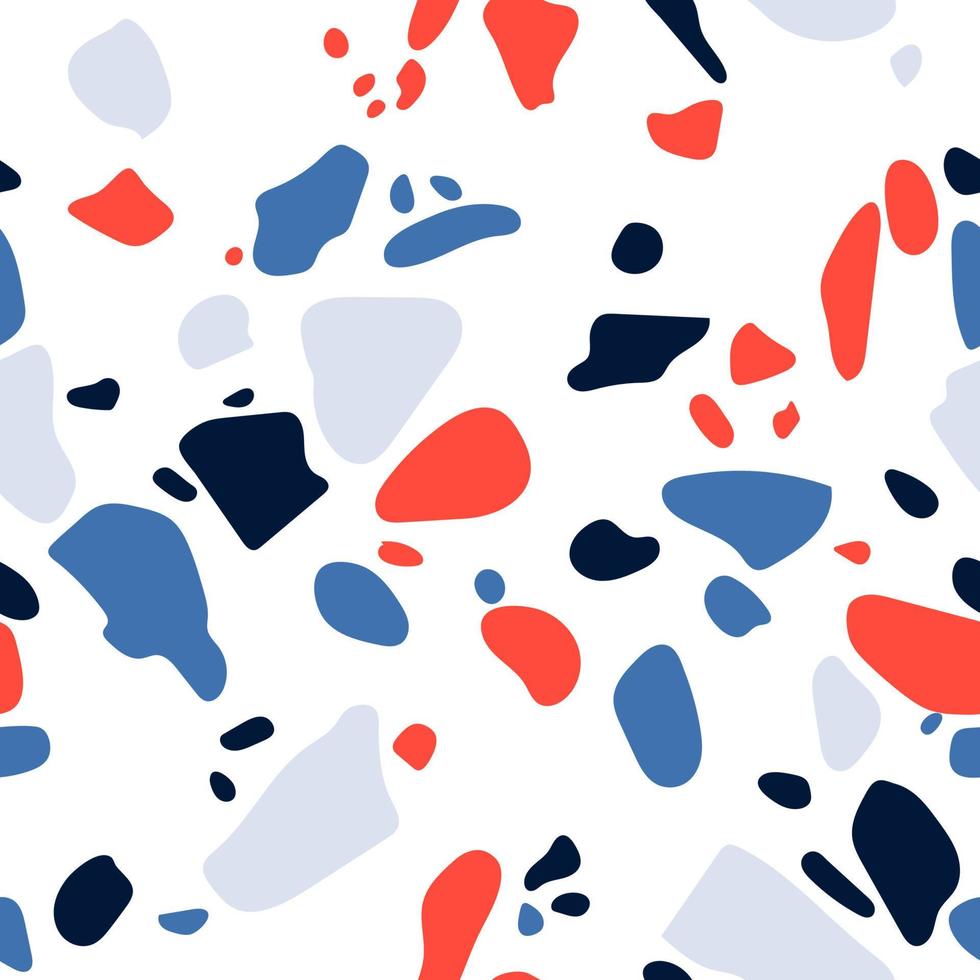 Colorful seamless pattern with imitation of Venetian terrazzo. Marble texture with fragments of stone. Abstract vector illustration
