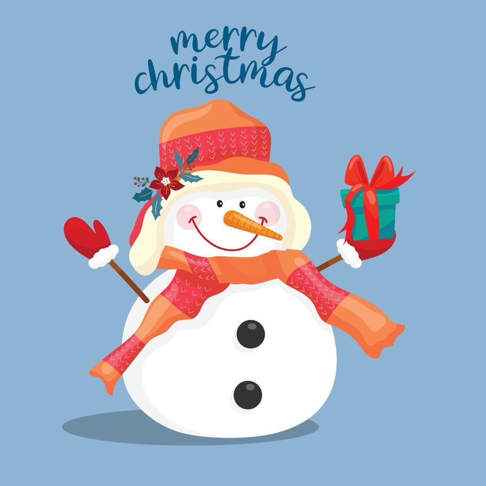A nice snowman christmas template vector